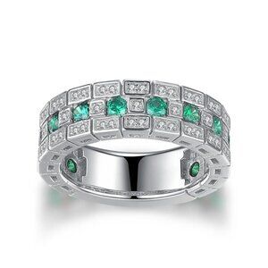 925 Silver Plated Exclusive Green CZ Ring for Women, MARR9289